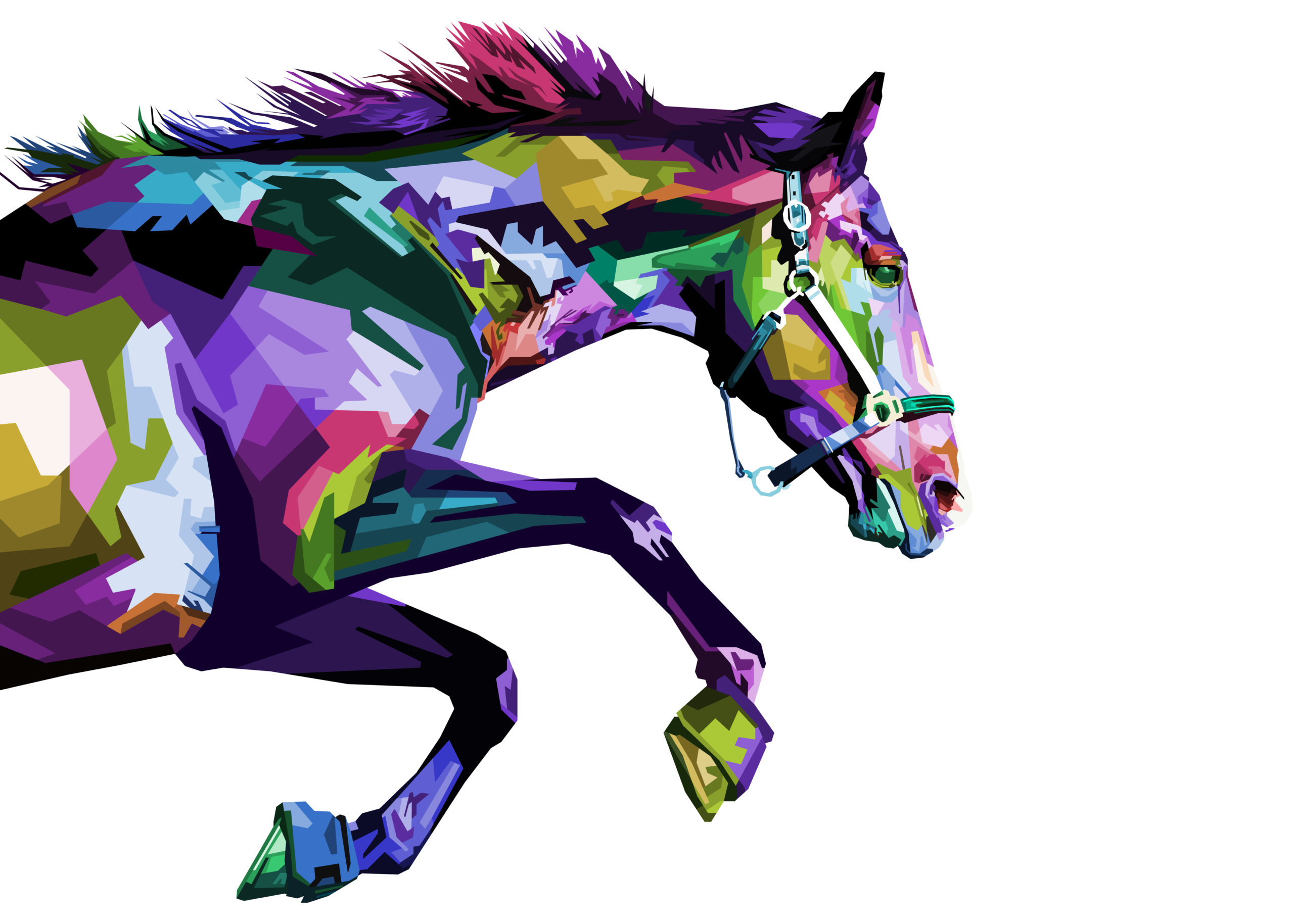 Colourful,Horse,Running,Isolated,On,White,Background.vector,Illustration. colourful horse running